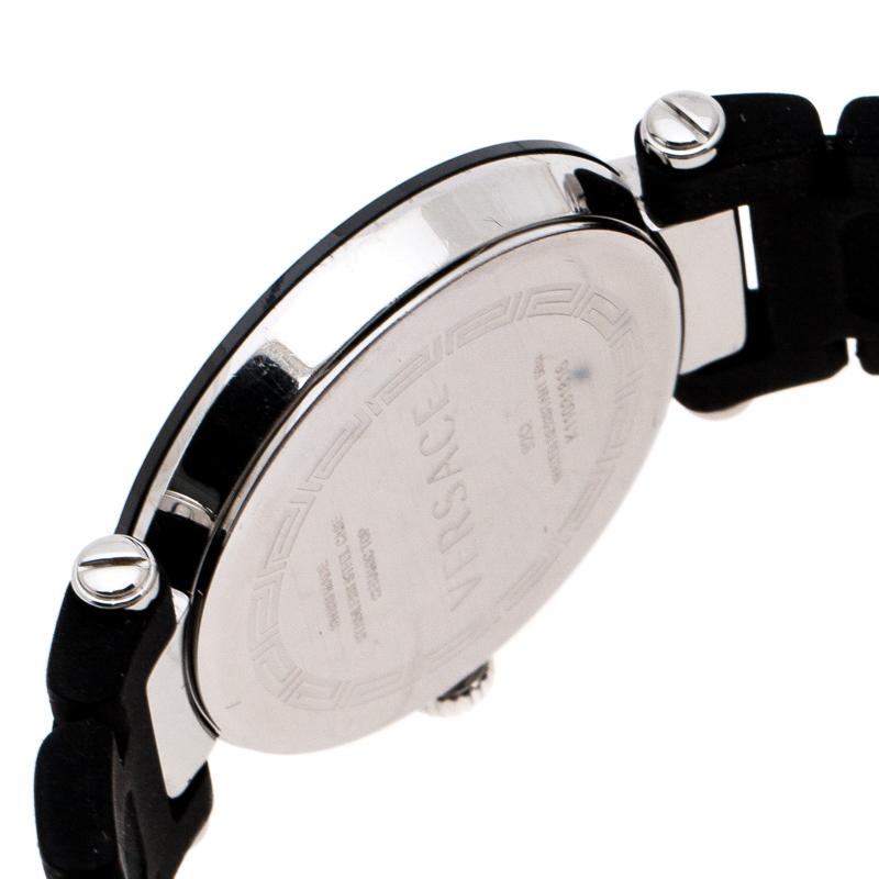 Contemporary Versace Black Ceramic Stainless Steel Rubber Reve 92Q Women's Wristwatch 35 mm