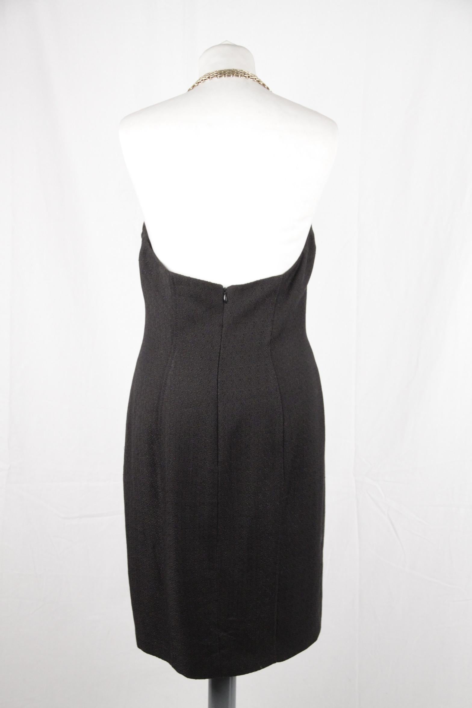 Versace Black Cotton Blend Halterneck dress with chain Strap Size 42 1