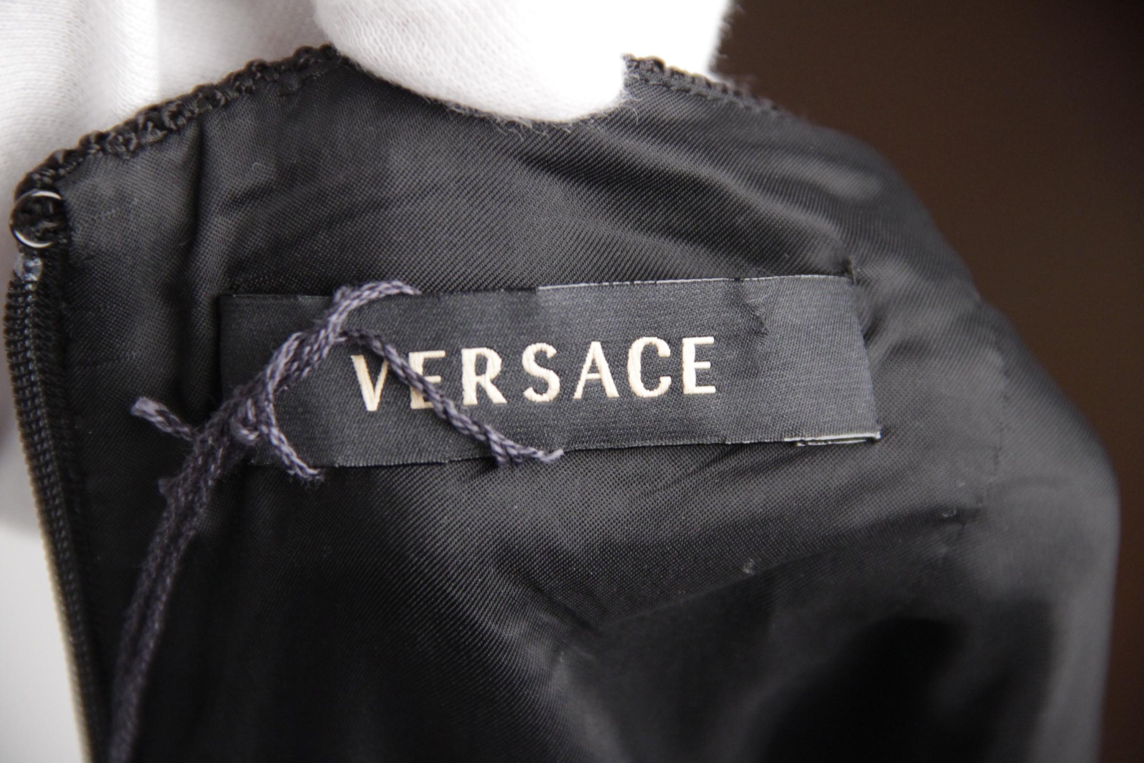 Versace Black Cotton Blend Halterneck dress with chain Strap Size 42 3