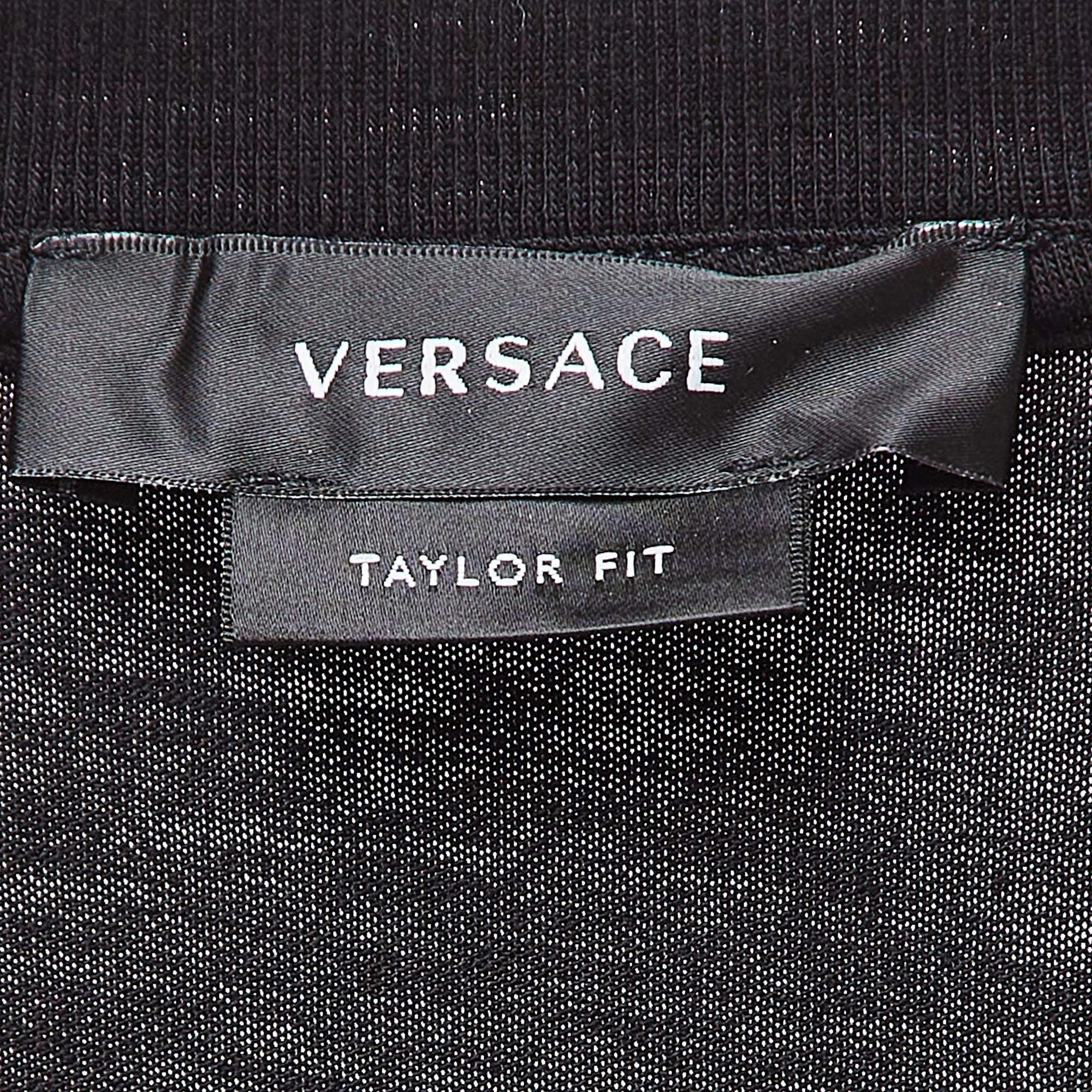 Versace Black Cotton Embellished Medusa Logo T-Shirt M 2