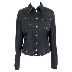 Versace Black Cotton Fitted Studs Jacket 1990s