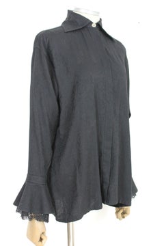 Versace Black Cotton Lace Damask Vintage Shirt 90s