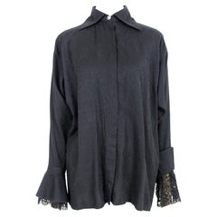 Versace Black Cotton Lace Damask Vintage Shirt 90s
