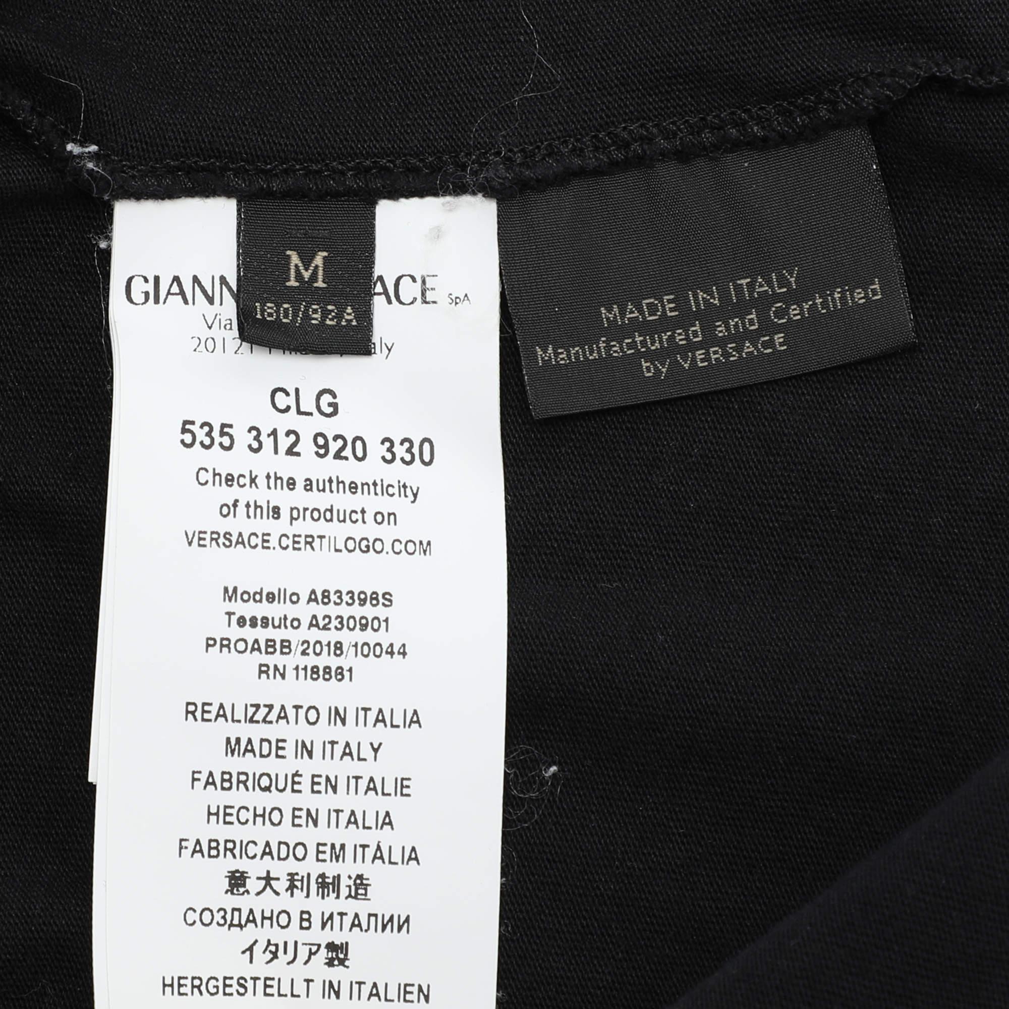 De los hombres Camiseta estampada con logotipo de algodón negro Versace M en venta