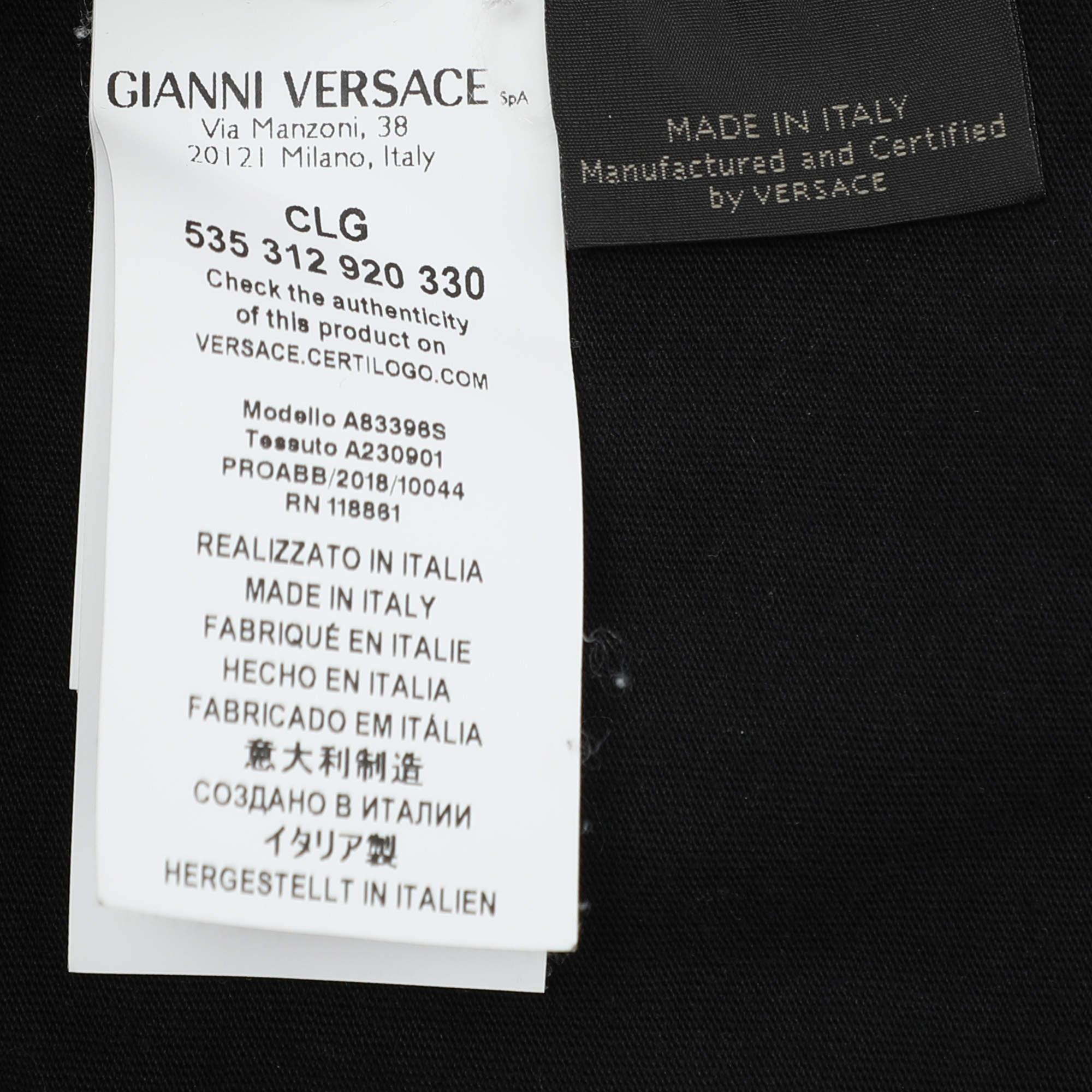 Camiseta estampada con logotipo de algodón negro Versace M en venta 1