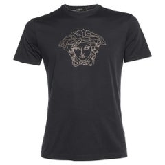 Versace Black Cotton Medusa Embellished Crew Neck T-Shirt S