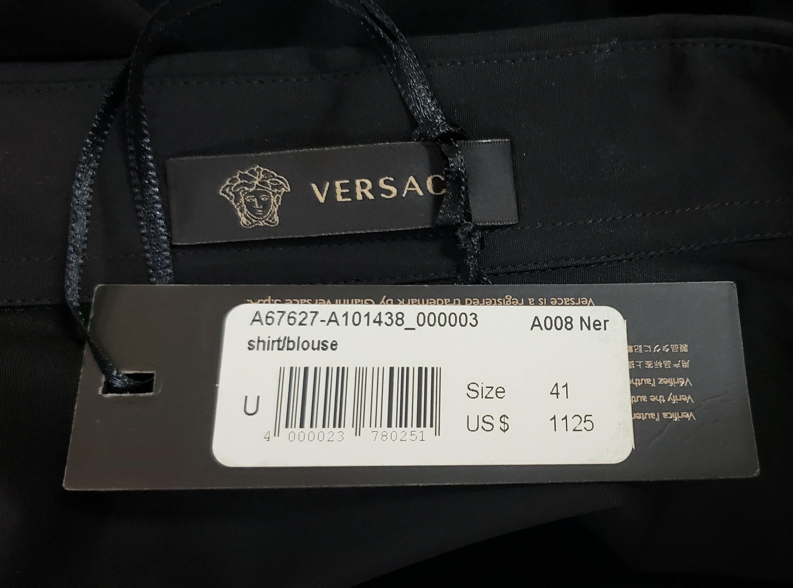 VERSACE BLACK COTTON SHIRT with EMBROIDERED PRINT IT 52 - XL 2
