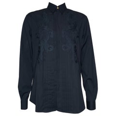 VERSACE BLACK COTTON SHIRT with EMBROIDERED PRINT IT 52 - XL