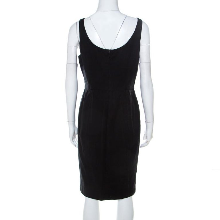 Versace Black Cotton Twill Corset Detail Pencil Dress M at 1stDibs