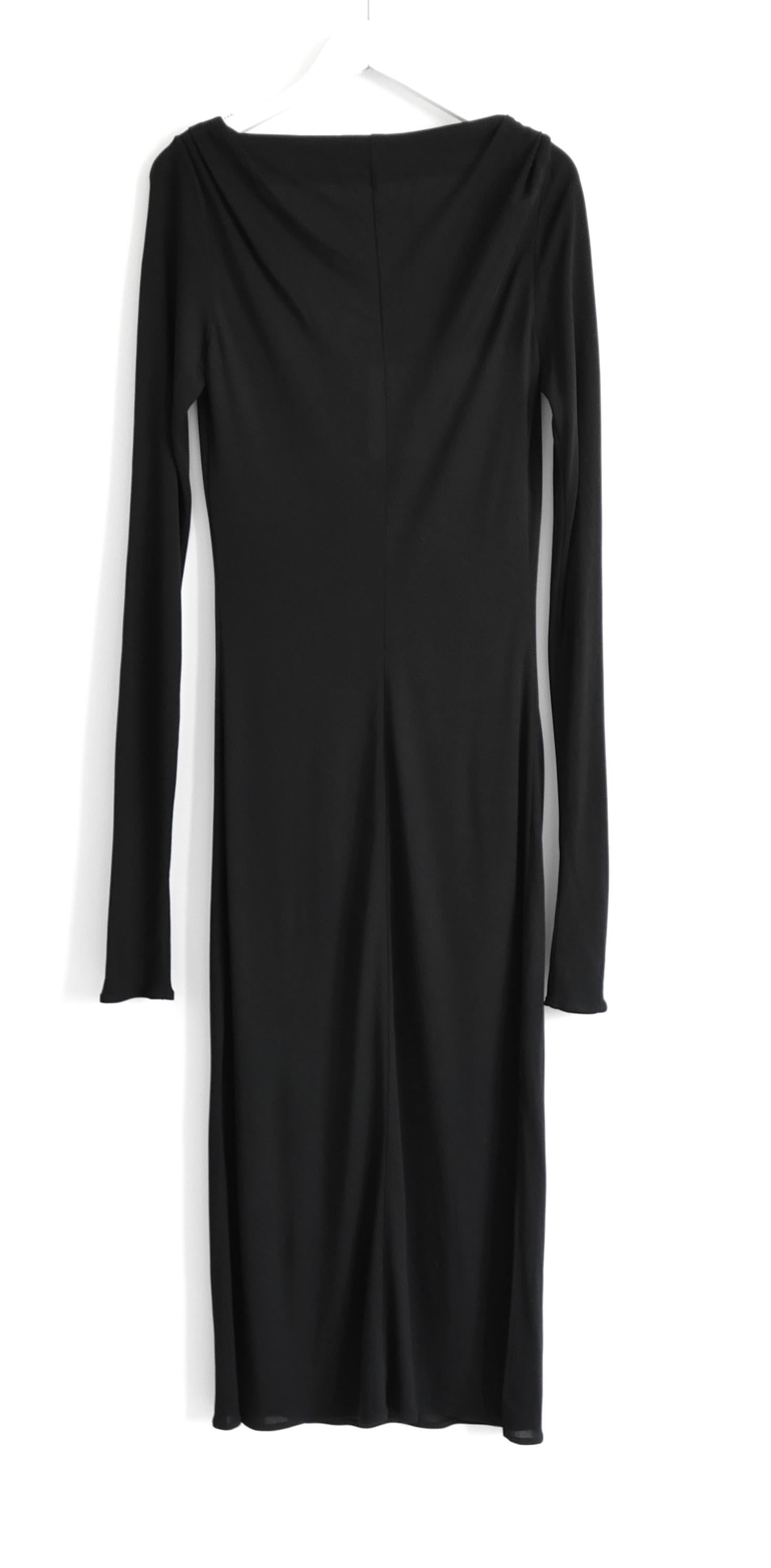 Versace Black Cowl Neck Midi Dress In New Condition For Sale In London, GB
