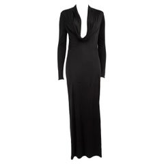 Versace Black Cowl Plunge Neck Long Sleeve Maxi Dress Size XS