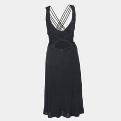Versace Black Crepe Lace Up Back Sleeveless Dress L