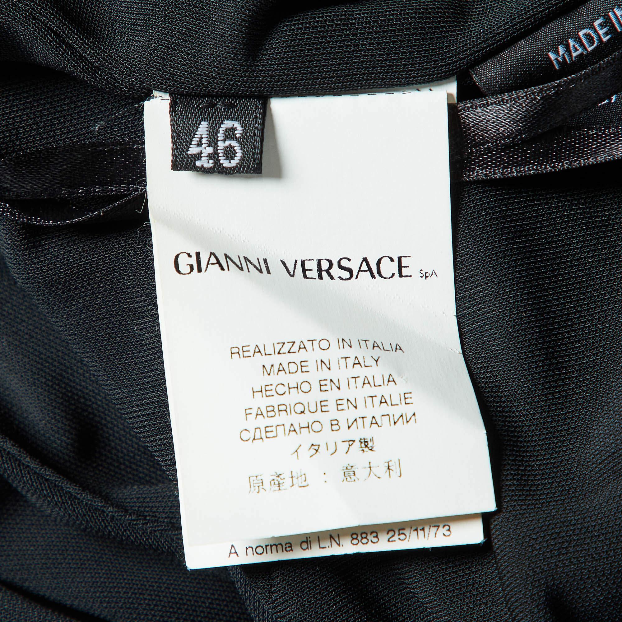 Women's Versace Black Crepe Lace Up Back Sleeveless Dress L For Sale