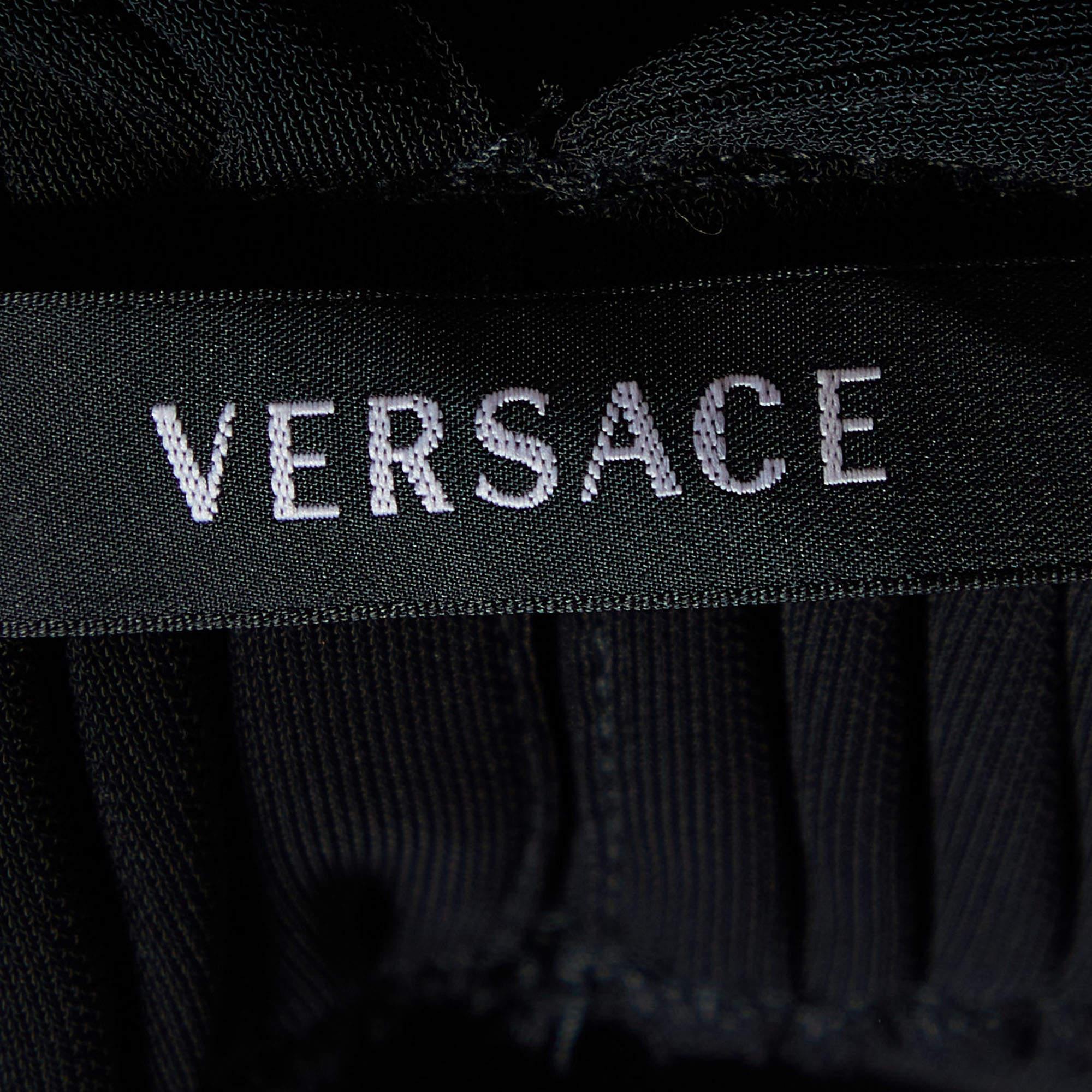 Women's Versace Black Crepe Ruched Sleeveless Top S For Sale