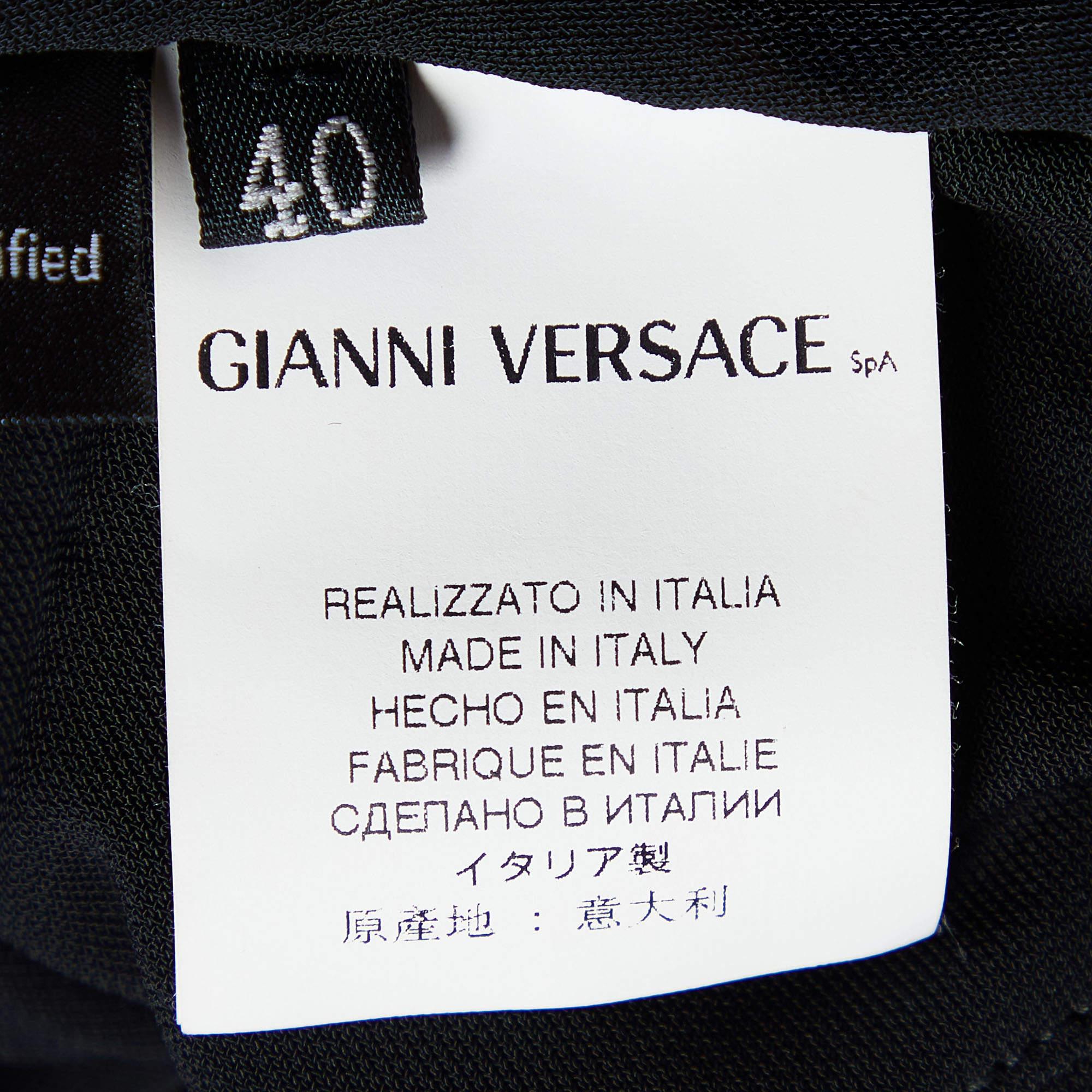 Versace Black Crepe Ruched Sleeveless Top S For Sale 1