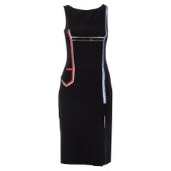 Versace Black Crepe Stone Embellished Sheath Dress S