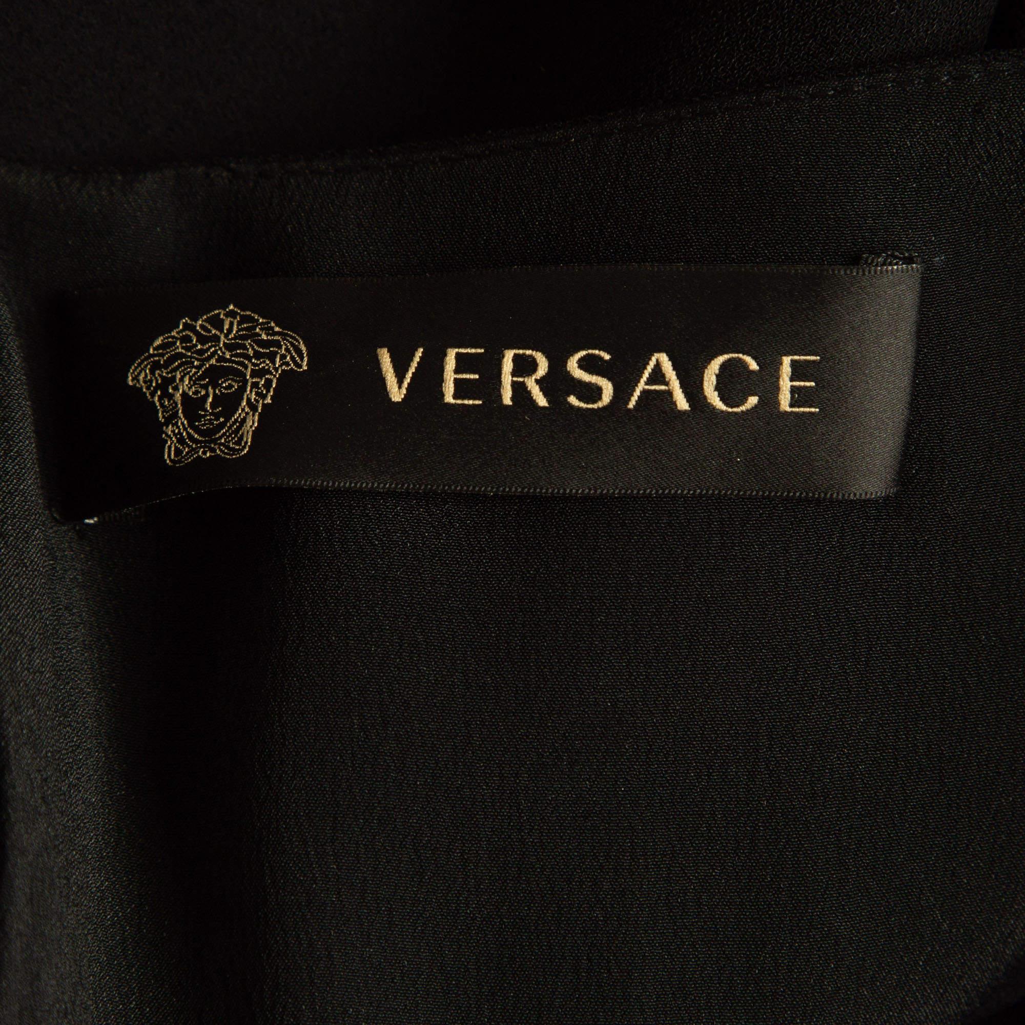 Versace Black Crepe Wrapped Scarf Accent Mini Dress S For Sale 3
