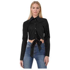 Used Versace Black Cropped Tie Up Shirt Size S
