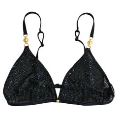 Versace Black Crystal Embellished Bra Top Spring 2020