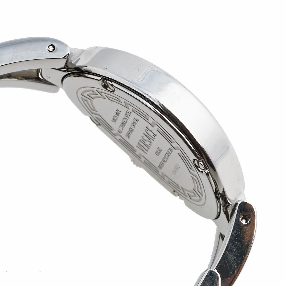 Contemporary Versace Black Diamond Stainless Steel V-Glam 60Q99 Women's Wristwatch 25 mm