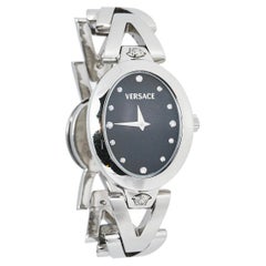 Versace Black Diamond Stainless Steel V-Glam 60Q99 Women's Wristwatch 25 mm