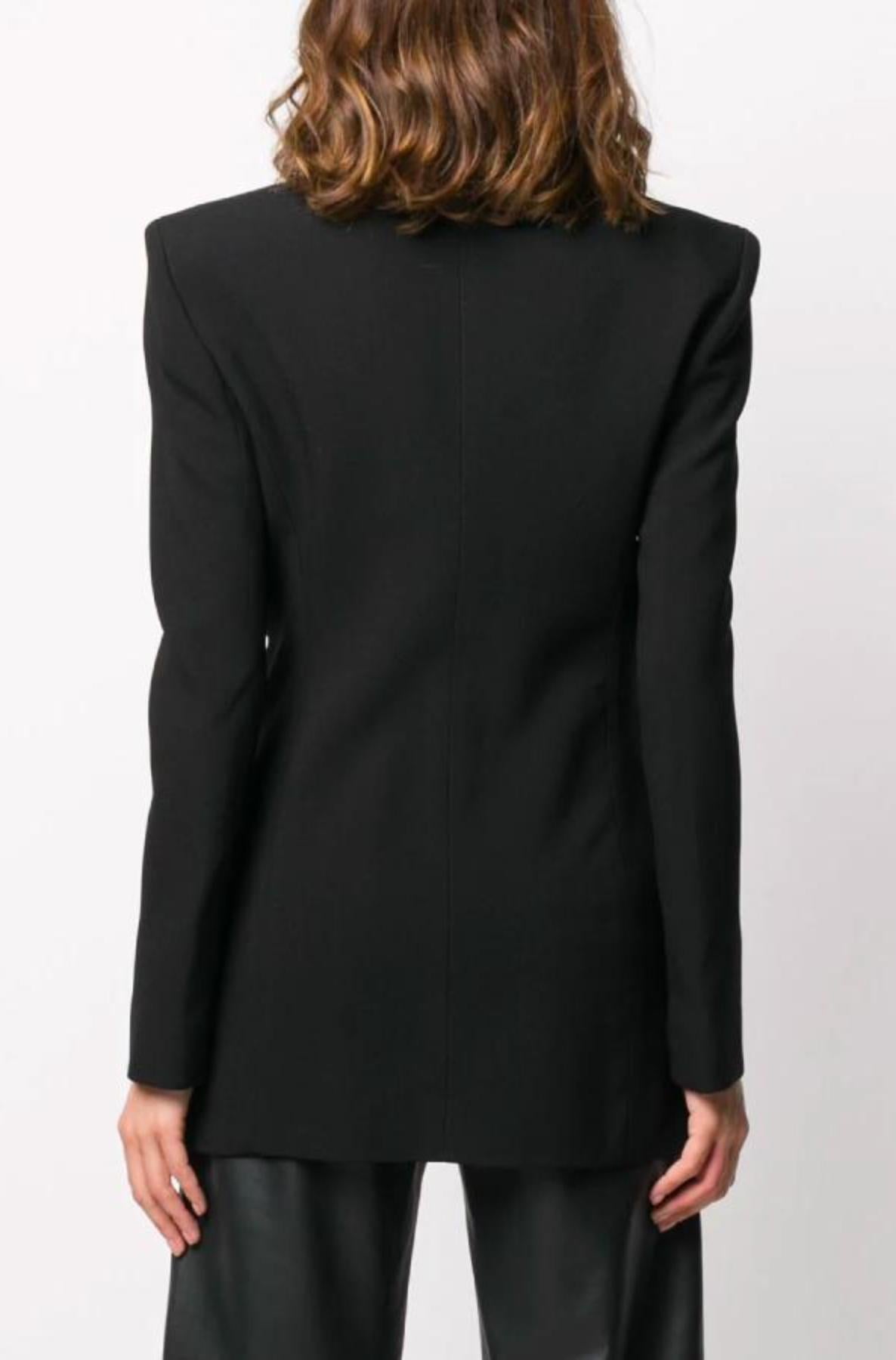 Versace Black Double Breasted Blazer Jacke mit Schulterpolster Größe 40 im Zustand „Neu“ in Paradise Island, BS