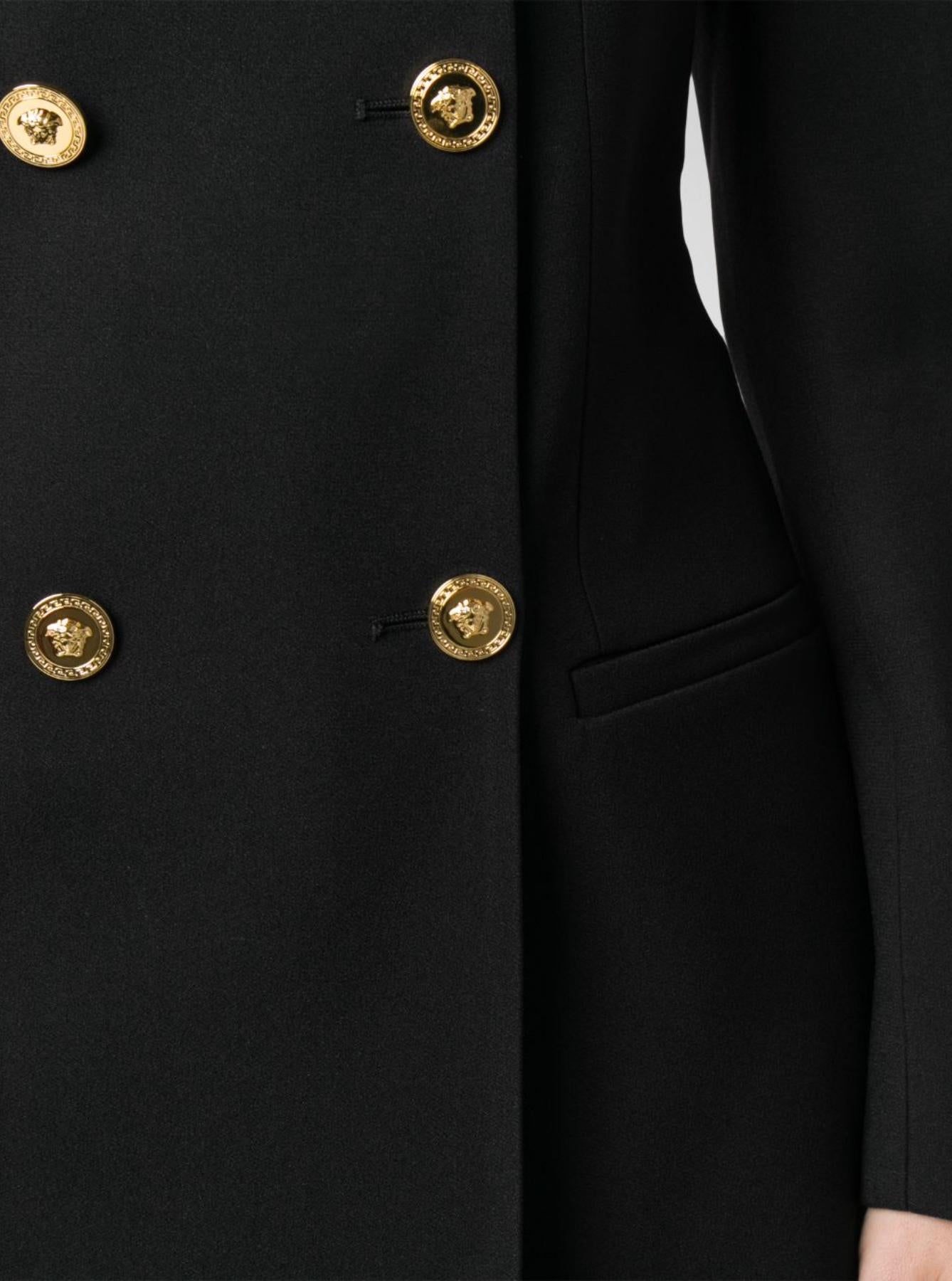 Versace Black Double Breasted Blazer Jacke mit Schulterpolster Größe 40 1