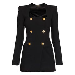 Versace Black Double Breasted Blazer Jacket with Shoulder Pads Size 40