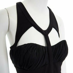 VERSACE black draped viscose harness neckline cocktail dress IT40 S