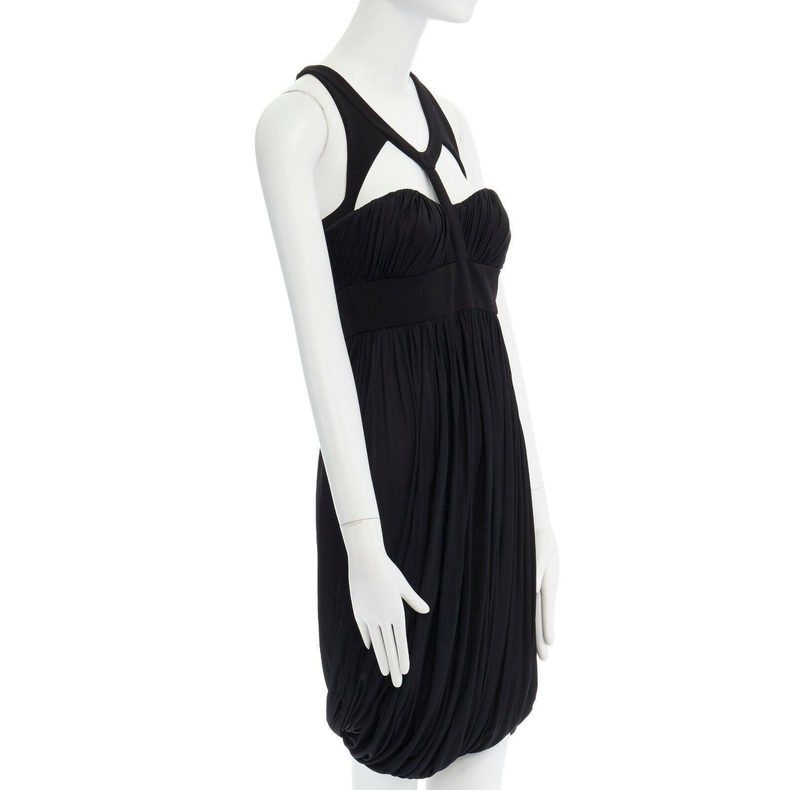VERSACE vestido de cóctel negro drapeado de viscosa con escote arnés IT40 S Negro