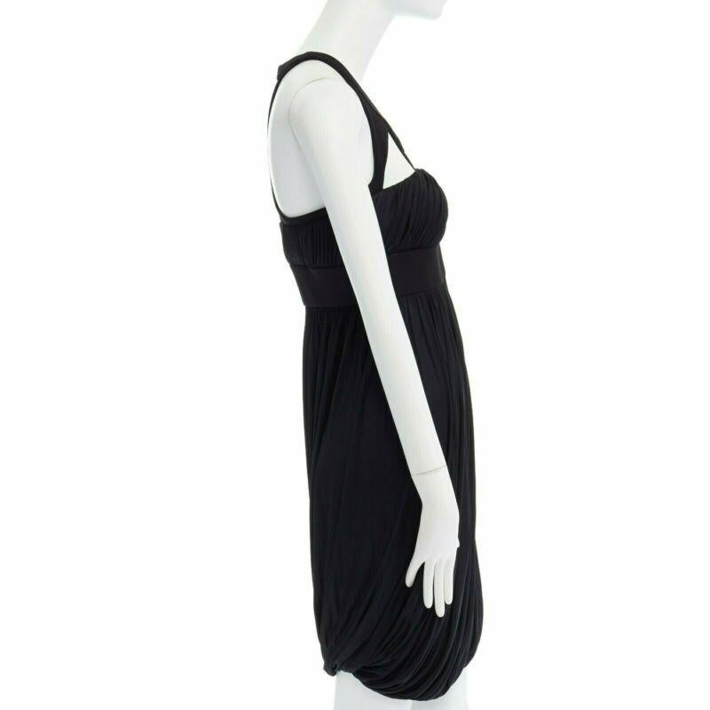 VERSACE black draped viscose harness neckline cocktail dress IT40 S In Good Condition For Sale In Hong Kong, NT