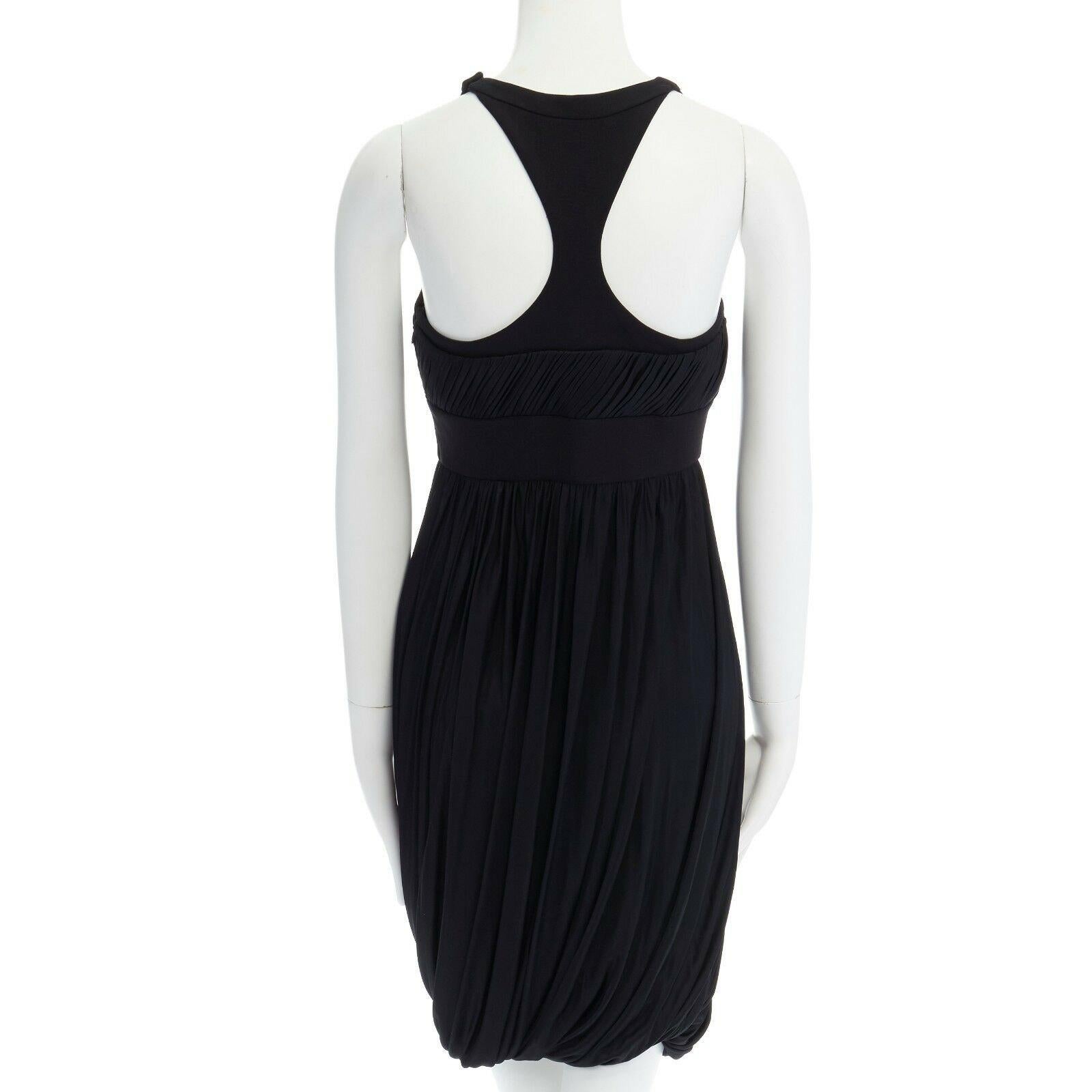 De las mujeres VERSACE vestido de cóctel negro drapeado de viscosa con escote arnés IT40 S