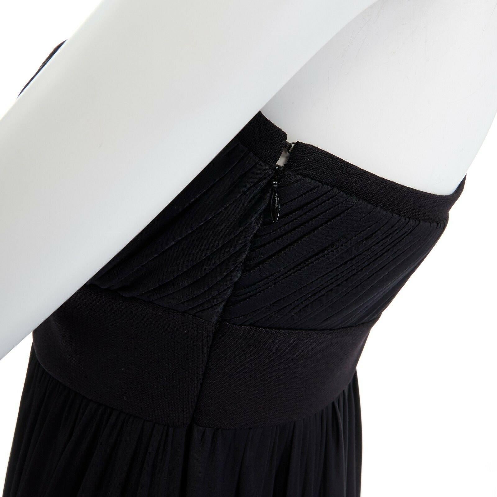 VERSACE vestido de cóctel negro drapeado de viscosa con escote arnés IT40 S 3