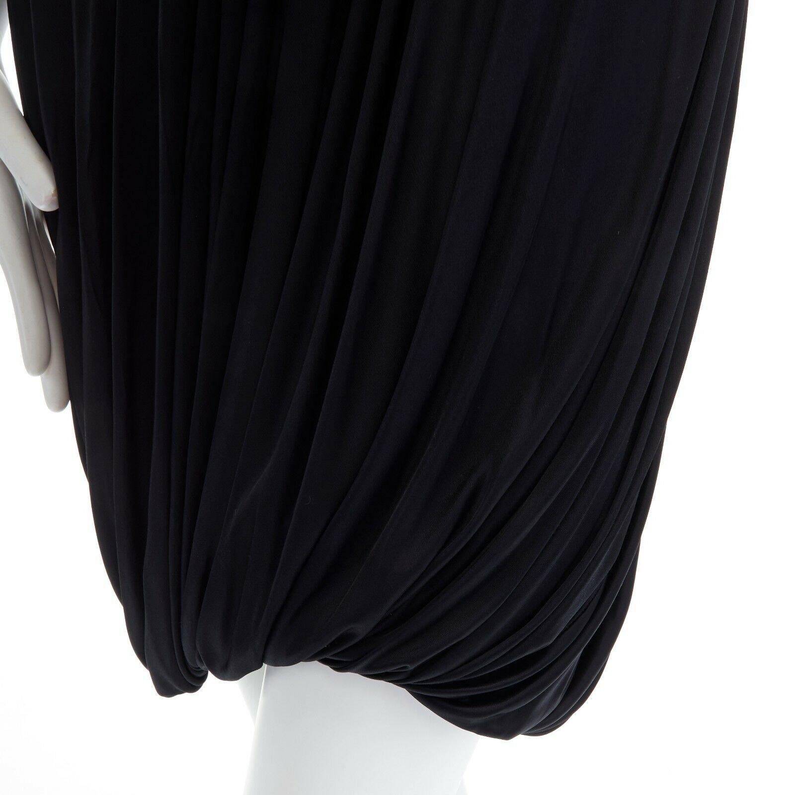 VERSACE vestido de cóctel negro drapeado de viscosa con escote arnés IT40 S 4
