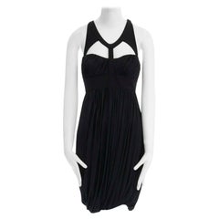 VERSACE black draped viscose harness neckline cocktail dress IT40 S