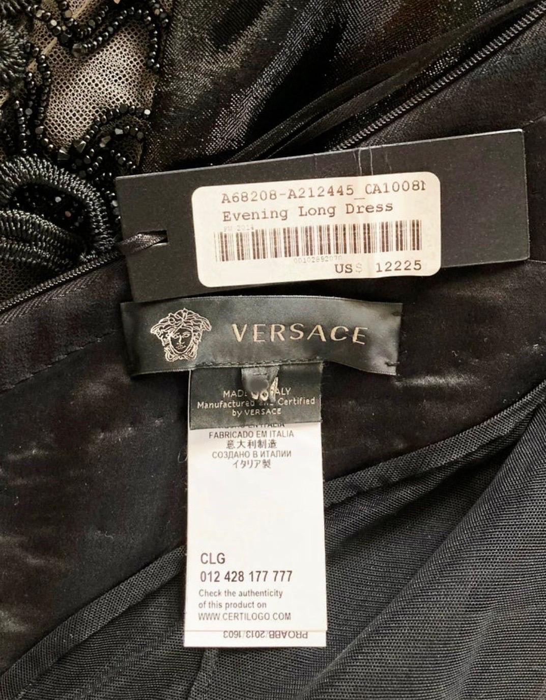 Versace Black Embellished One shoulder Dress Gown For Sale 4