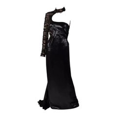 Versace Black Embellished One shoulder Dress Gown