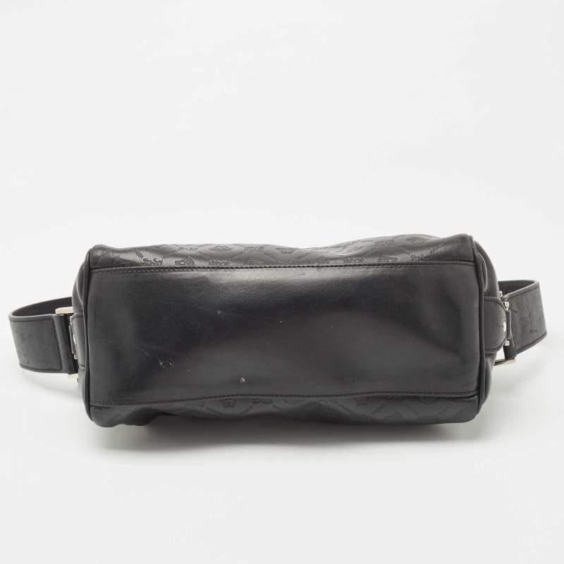 Versace Black Embossed Leather Front Pocket Baguette Bag 15