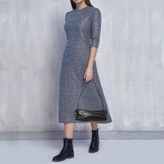 Versace Black Embossed Leather Front Pocket Baguette Bag