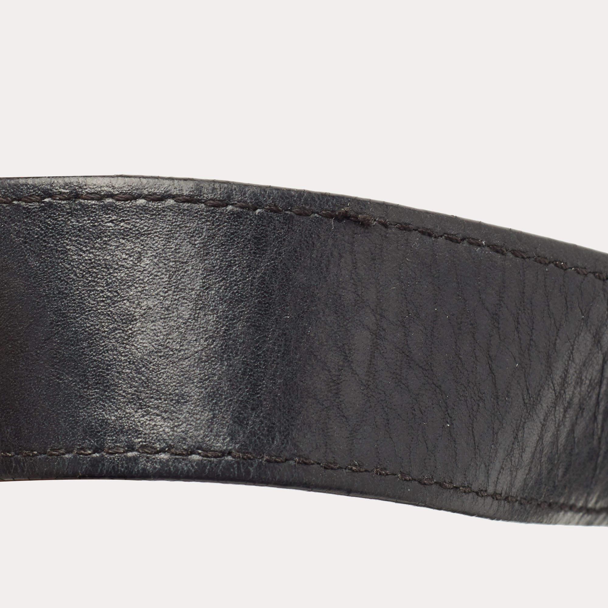 Versace Black Embossed Leather Front Pocket Baguette Bag 2