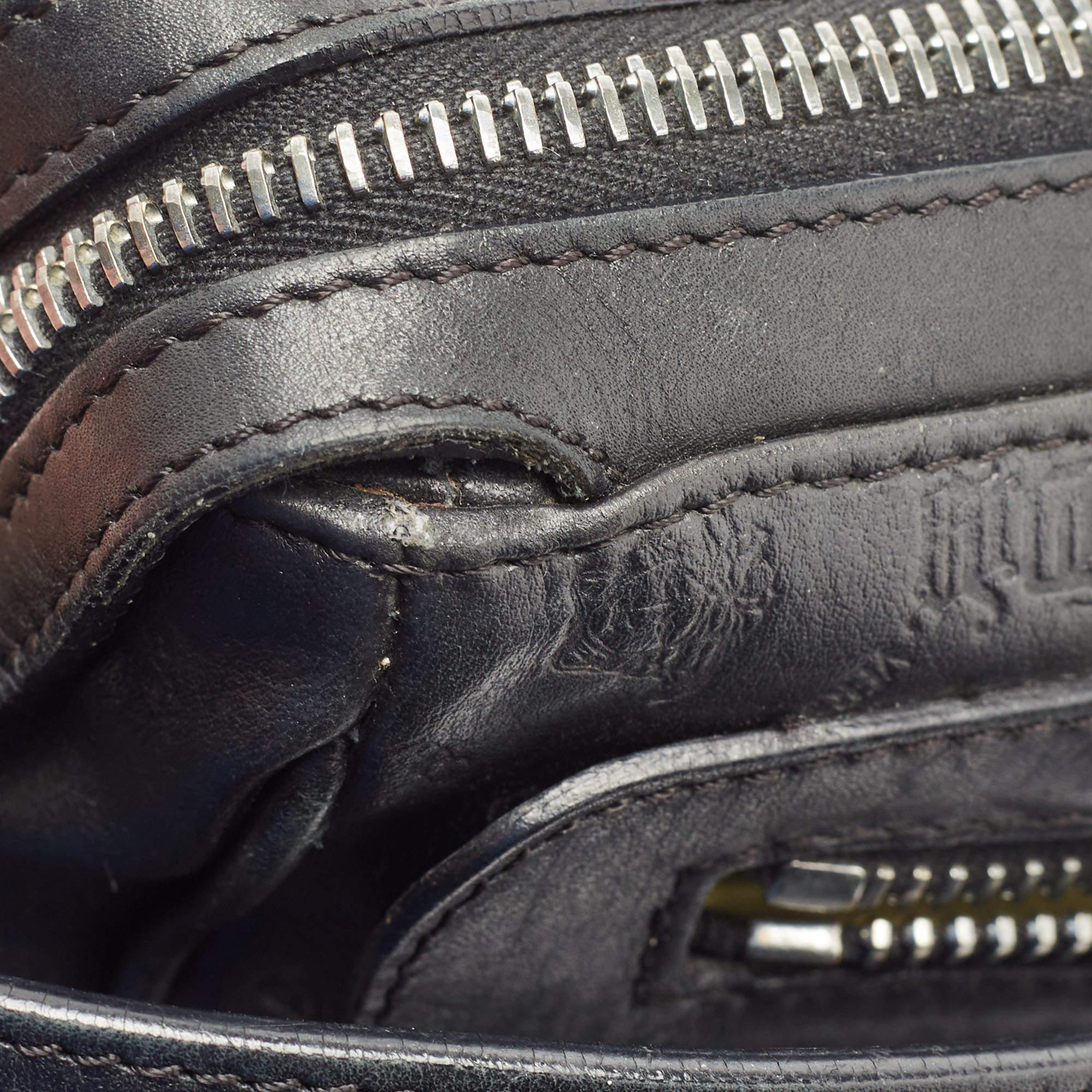 Versace Black Embossed Leather Front Pocket Baguette Bag 5