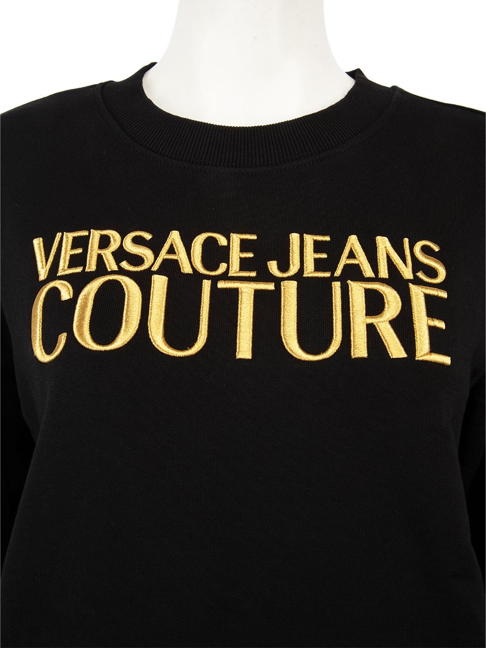 Women's Versace Black Embroidered Logo Sweatshirt Size XXS For Sale