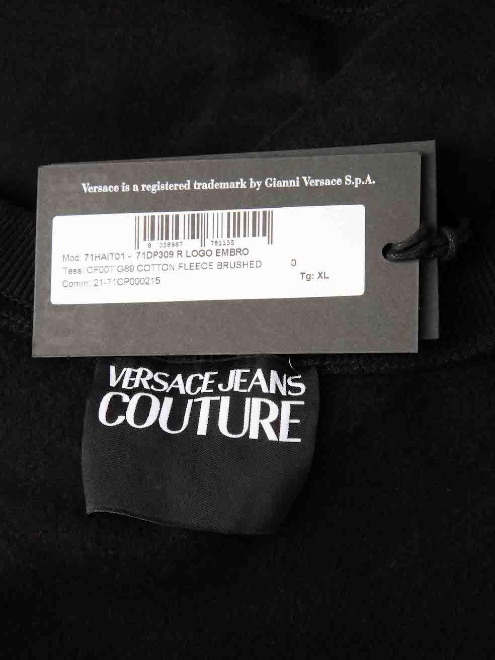 Versace Black Embroidered Logo Sweatshirt Size XXS For Sale 1