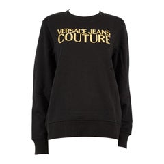 Versace Black Embroidered Logo Sweatshirt Size XXS
