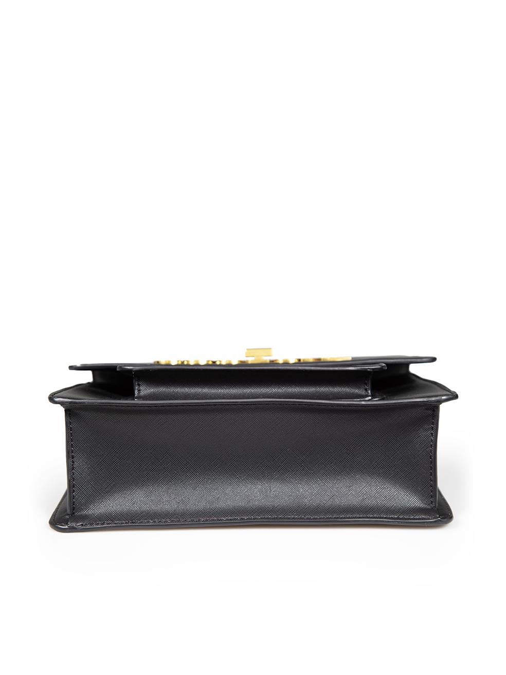 Versace Black Faux Leather Saffiano PU Lock Top Handle Bag For Sale 1