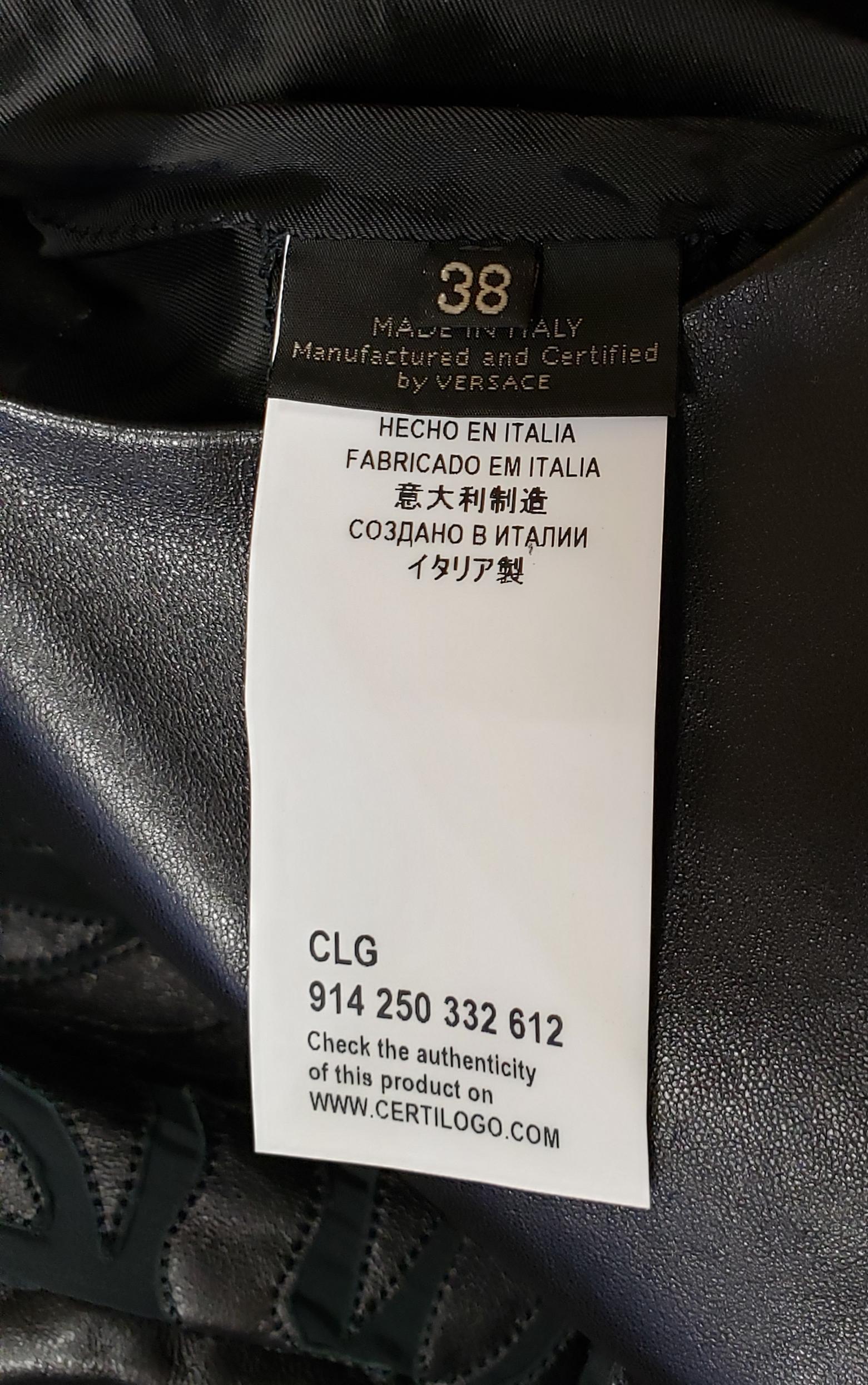 Versace Black Floral Detail Leather Dress 38 - 2 (4) For Sale 6
