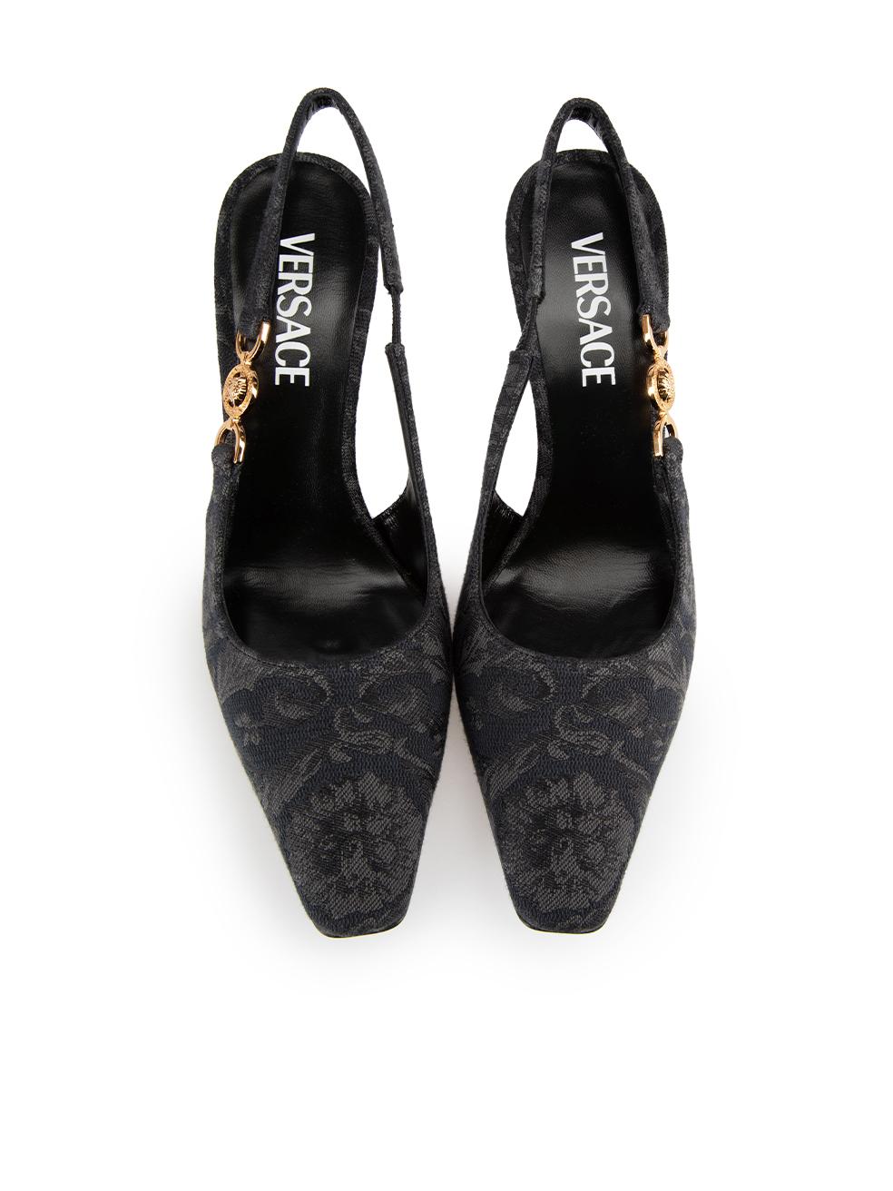 Women's Versace Black Floral Medusa '95 Barocco Heels Size SML S
