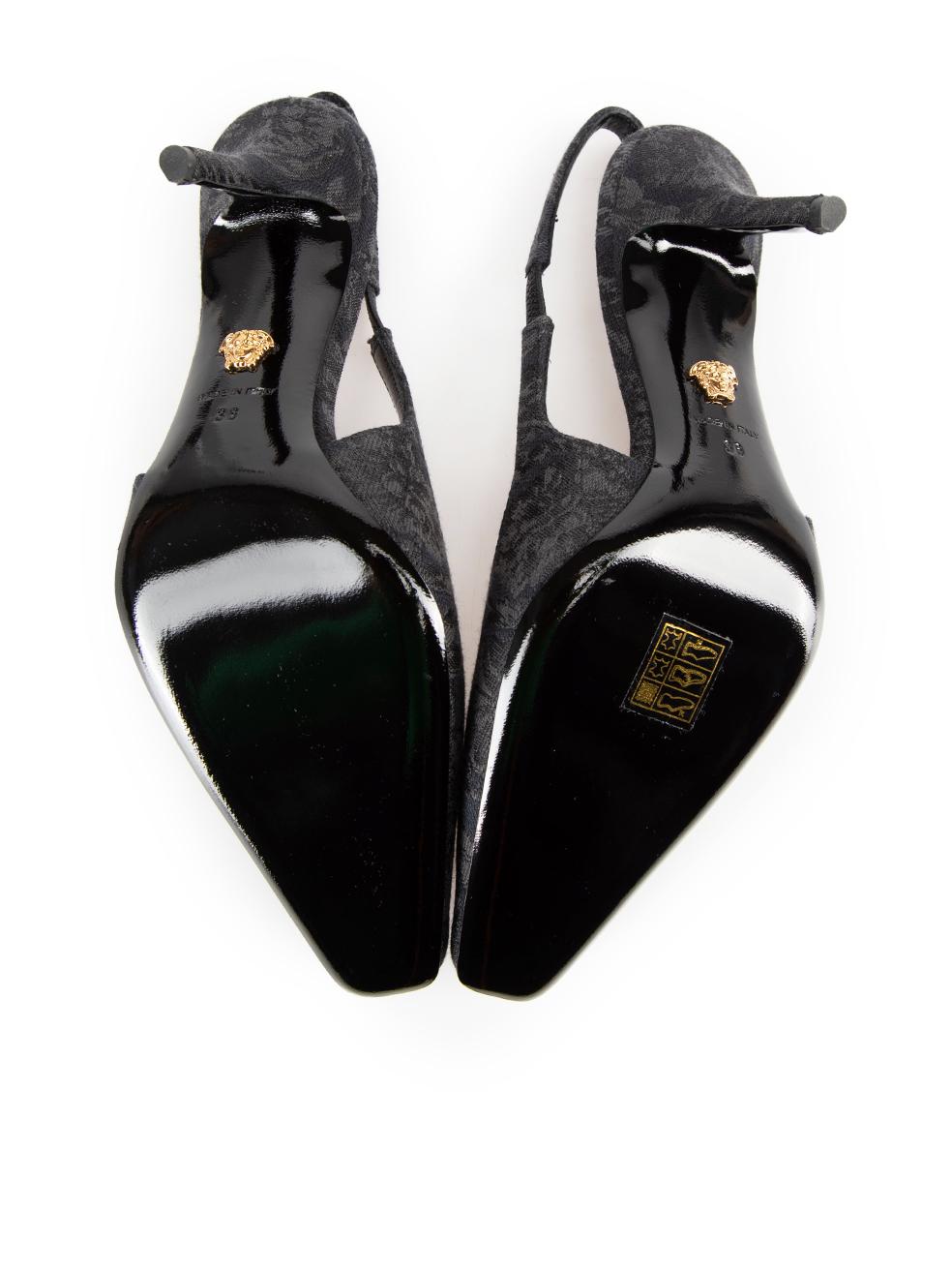 Versace Black Floral Medusa '95 Barocco Heels Size SML S 1