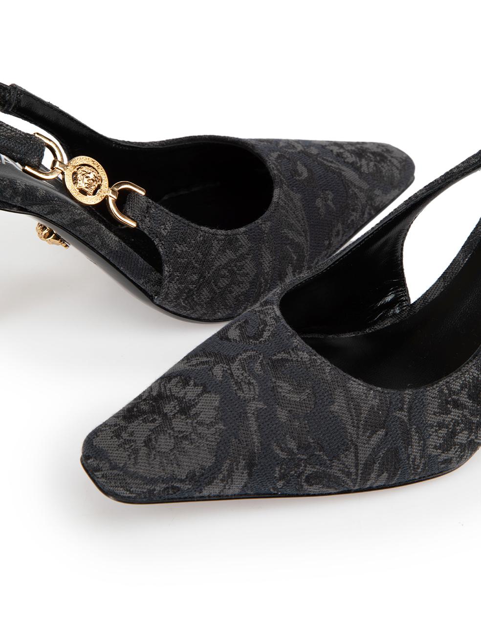 Versace Black Floral Medusa '95 Barocco Heels Size SML S 2