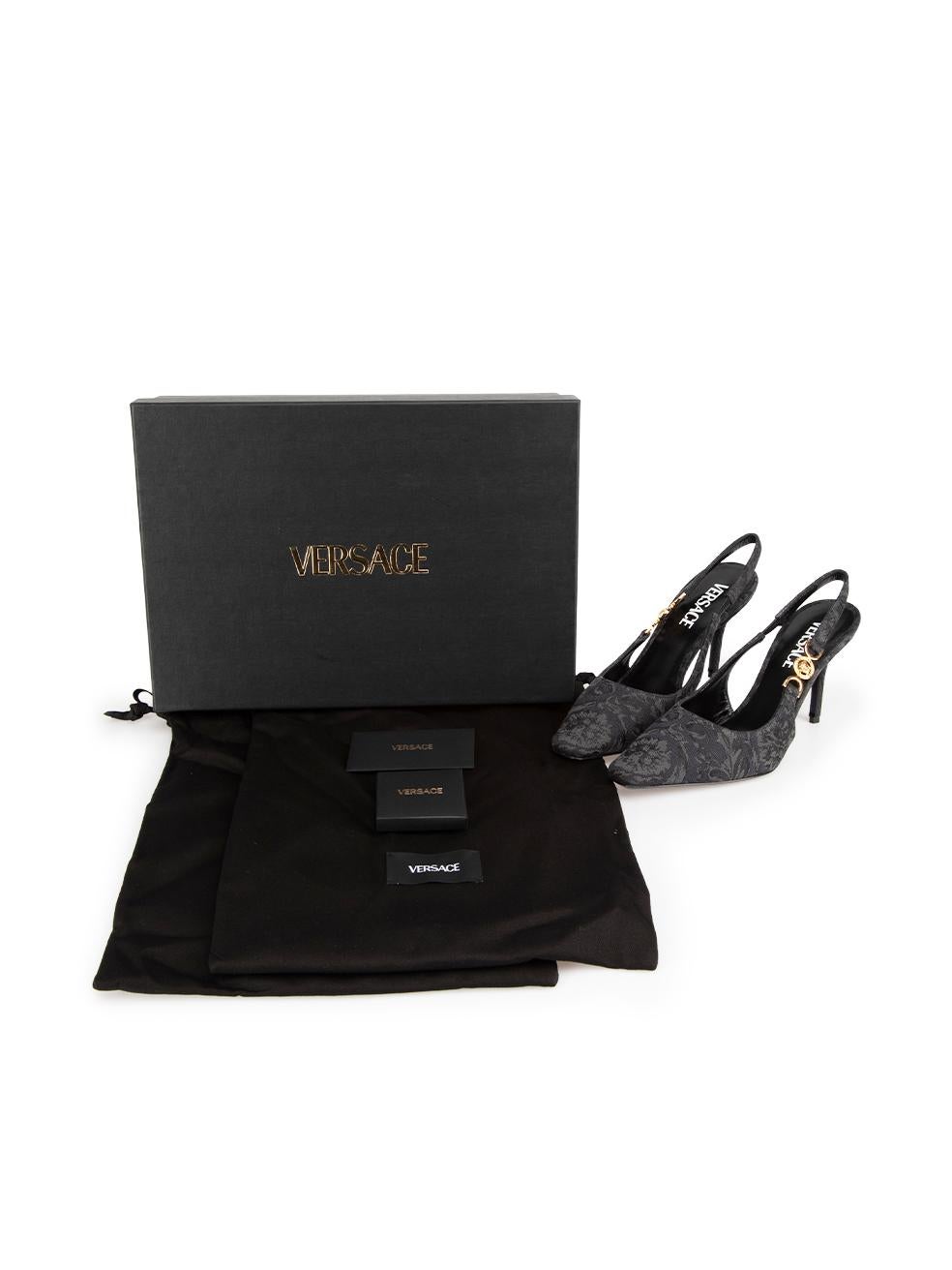 Versace Black Floral Medusa '95 Barocco Heels Size SML S 4